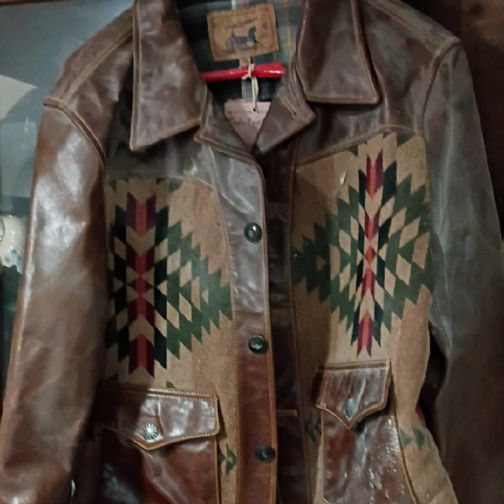 Geometric Pattern Leather Jacket